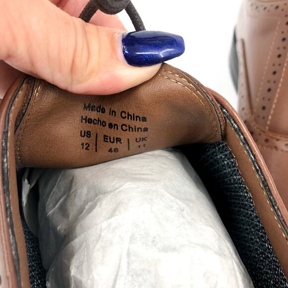 FAIRLANE & SONS Mens Feawin Flex Oxford Shoes Size 12 Tan Brown Leather NWOB - Picture 11 of 11